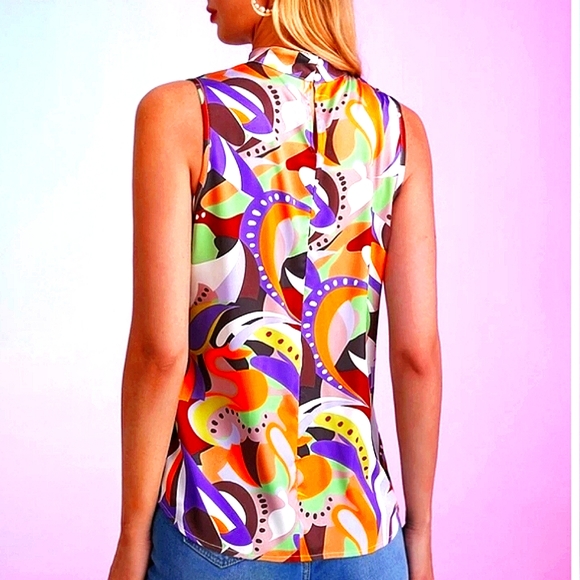 🧡💛Multi-Print Sleeveless Top blouse 💛🧡 - Picture 3 of 11